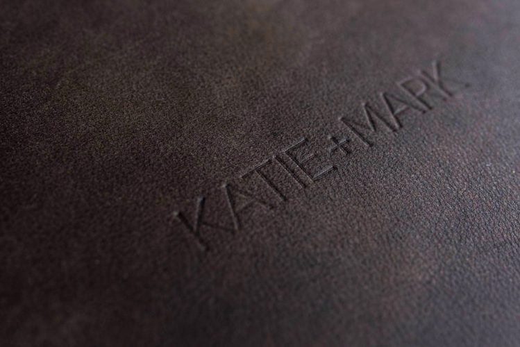 brown premium leather wedding album with personalisation
