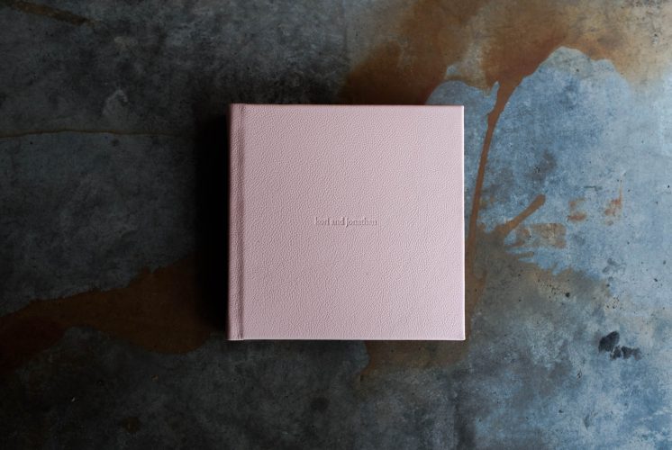 Pretty In Pink - Square Wedding Album with Pink Leather Cover and custom embossing