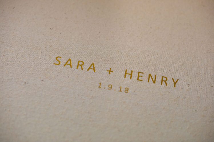 Linen Wedding Album with Gold Foil Embossing - Album Cover Embossing
