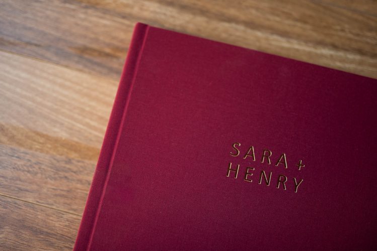 Wedding Photo Album with a Rich Red Burgundy Linen Cover perfect for this Autumn and Winter wedding season